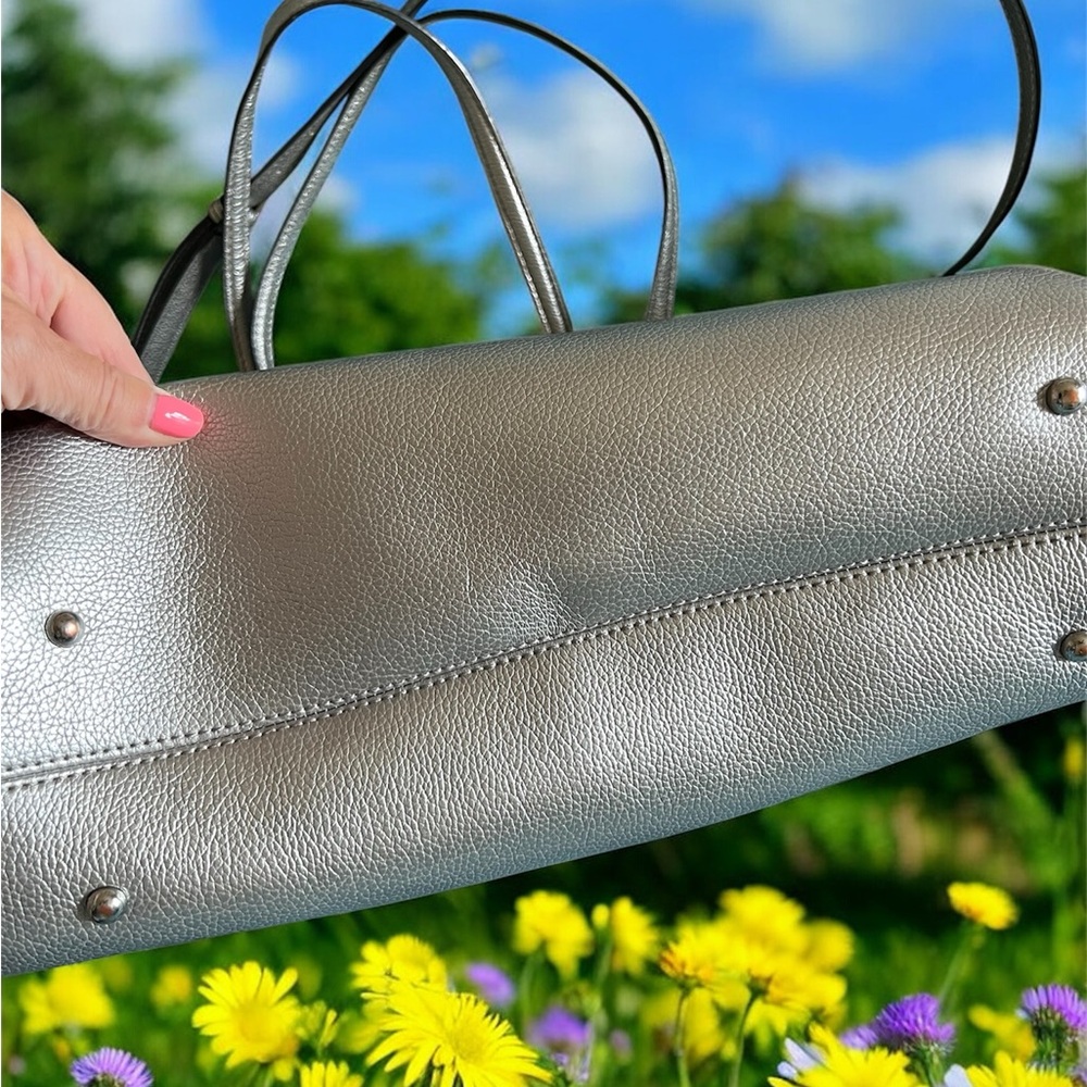 Karl Lagerfeld Metallic Silver Tote or Crossbody Bag - Picture 9 of 12